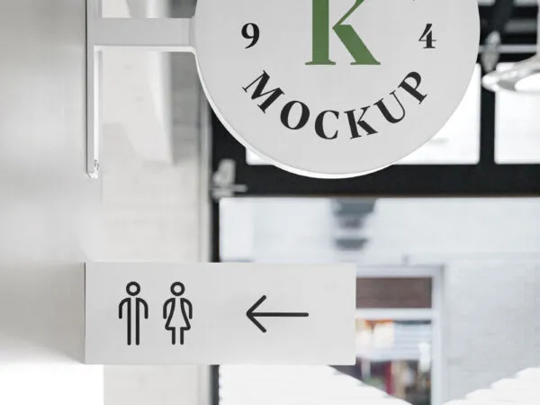 Mockup of a Cafe Sign Attached to the Wall 1