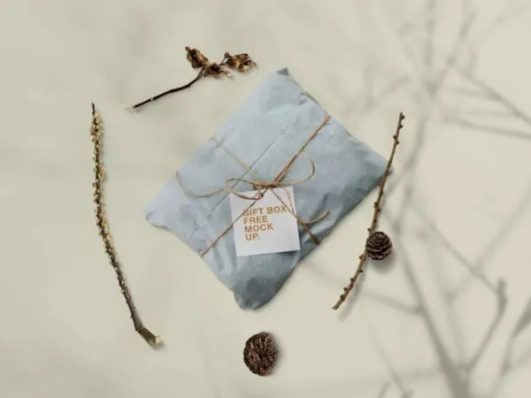 Mockup of a Card on a Wrapped Gift 1