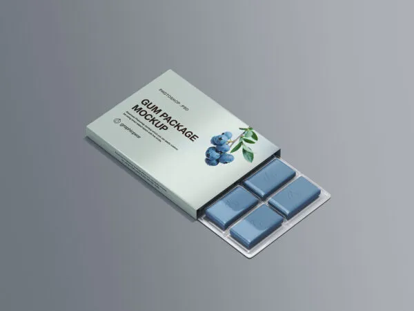 Mockup of a Chewing Gum with Halfway Out Pills 1