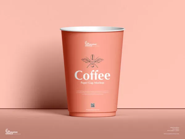 Mockup of a Coffee Paper Cup Standing in the Front View 1