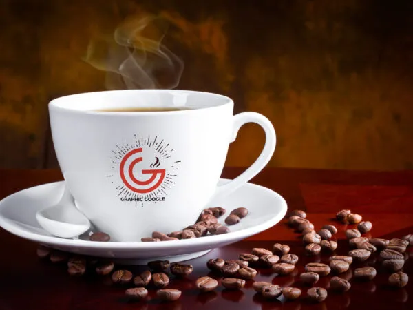 Mockup of a Coffee Set in the Front View 1