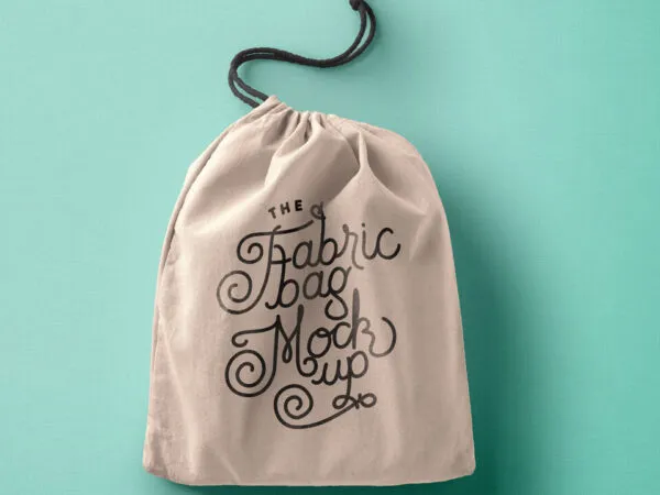 Mockup of a Fabric Bag with a Drawstring 1