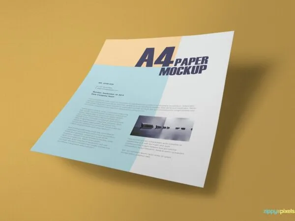 Mockup of a Floating A4 Paper 1