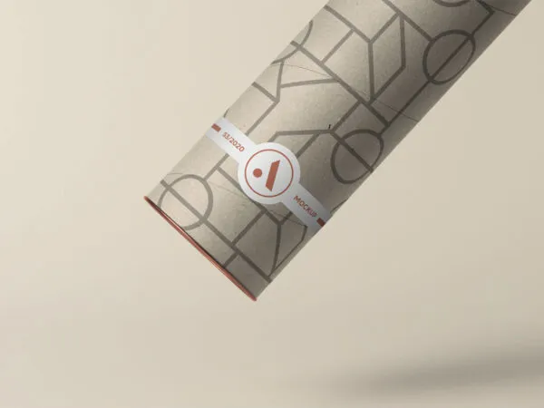 Mockup of a Floating Cardboard Tube Packaging 1