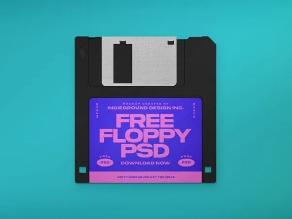 Mockup of a Floppy Disk Placed in the Top View 1