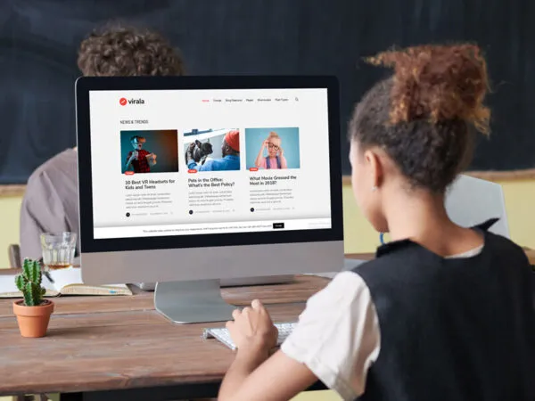 Mockup of a Girl Working on Computer at Workplace 1