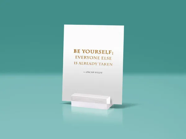 Mockup of a Glass Slot block Sign Holder 1