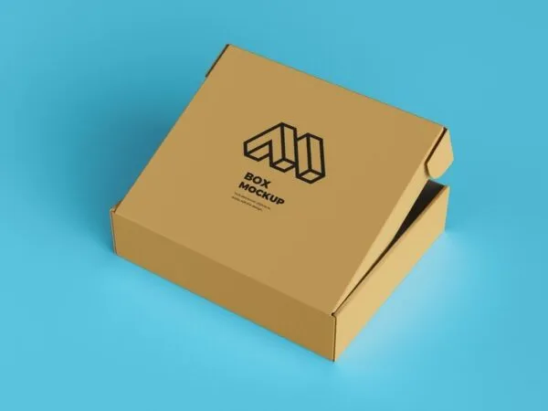 Mockup of a Half Open Cardboard Box 1