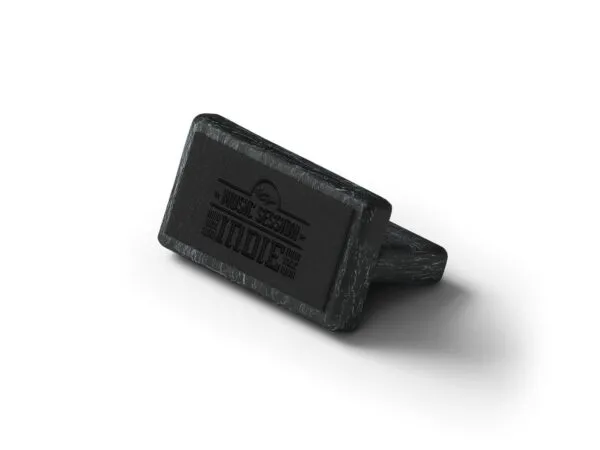 Mockup of a Lying Rectangle Stamp in Perspective View 1