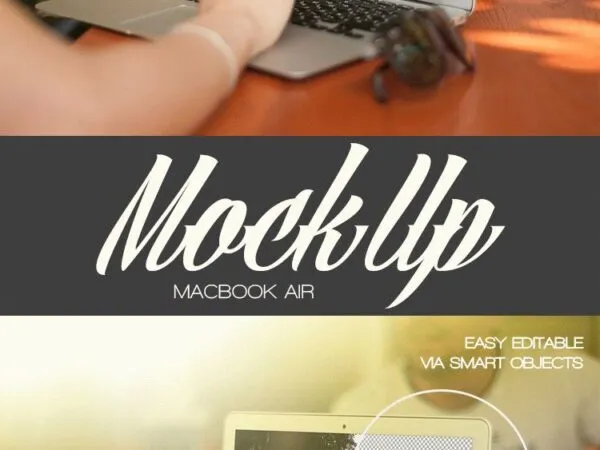 Mockup of a MacBook Air in Front of a Woman 1