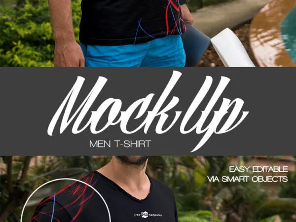 Mockup of a Man Wearing T shirt in the Half Side View Outdoor 1