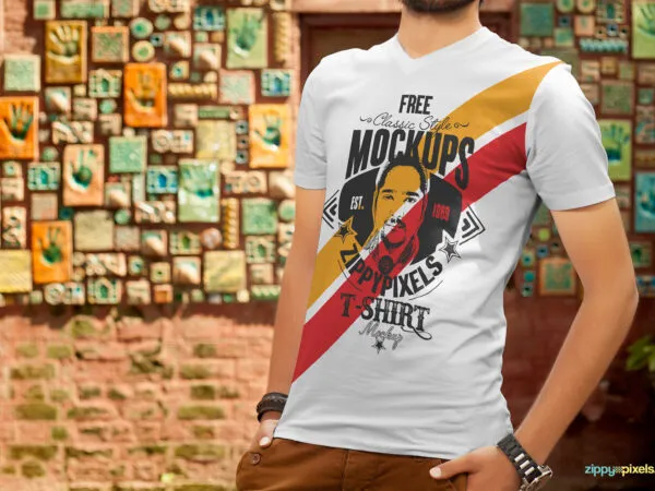 Mockup of a Man Wearing a T Shirt Outside 1
