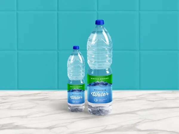 Mockup of a Mineral Drinking Water Bottles 1