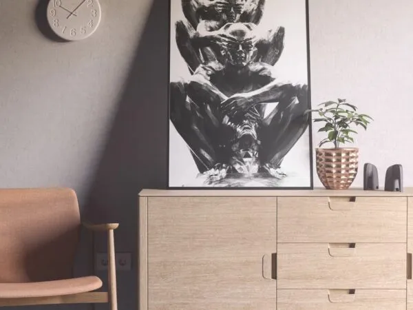 Mockup of a Modern Poster on a Drawer 1