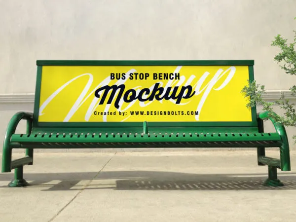 Mockup of a Outdoor Advertising Bus Stop Bench 1