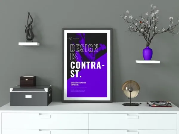 Mockup of a Photo Frame Poster Decorated with Modern Items 1