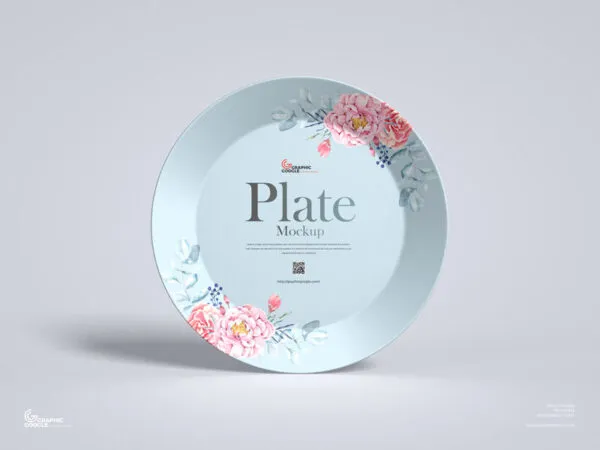 Mockup of a Plate Standing in the Front View 1