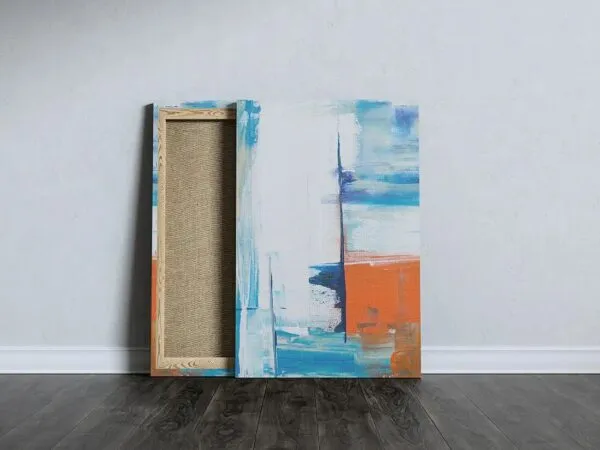 Mockup of a Portrait Canvas Leaning Against the Wall 1