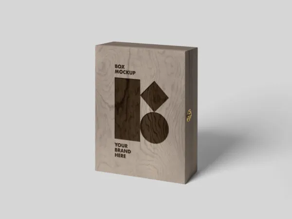 Mockup of a Rectangular Wooden Box 1