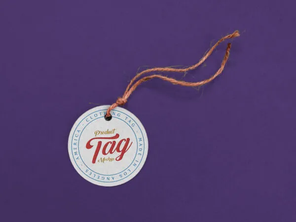 Mockup of a Round Product Tag with a String 1