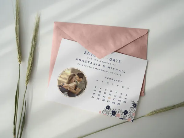Mockup of a Save the Date Invitation Card and Envelope 1
