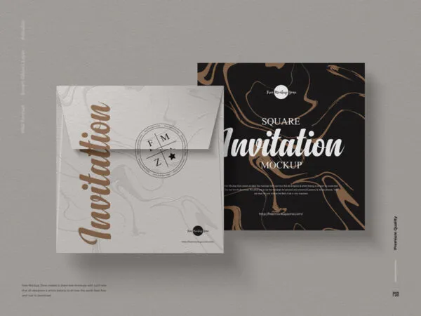 Mockup of a Square Envelope and Invitation Card 1