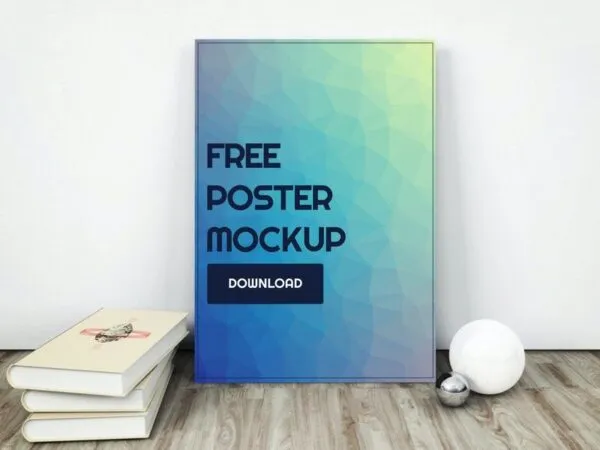 Mockup of a Standing Poster with Books 1