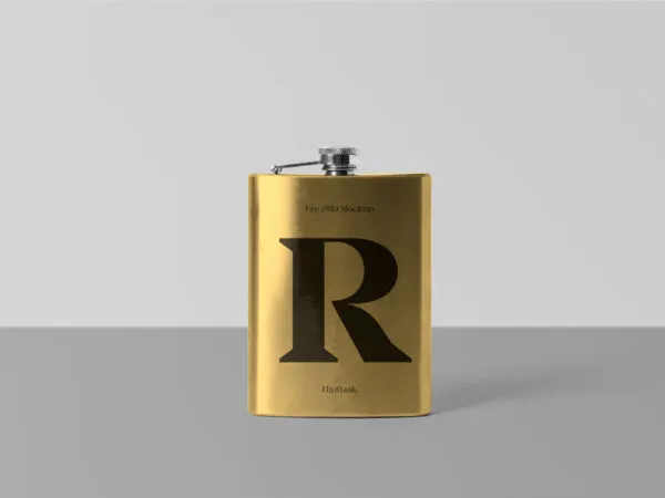 Mockup of a Steel Flask with a Minimalistic Background 1