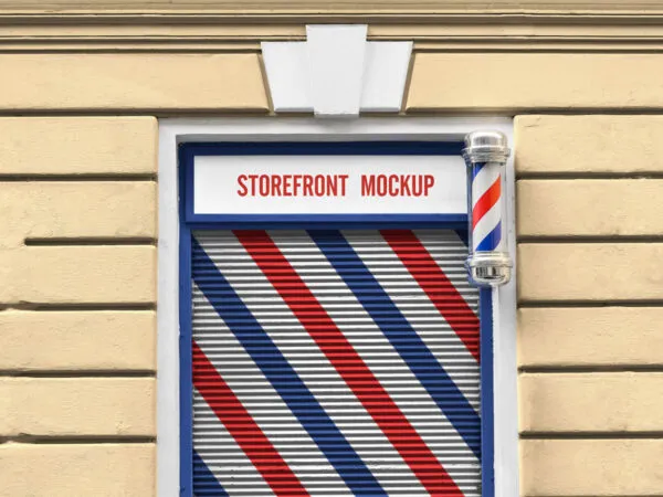 Mockup of a Storefront with a Metal Door 1