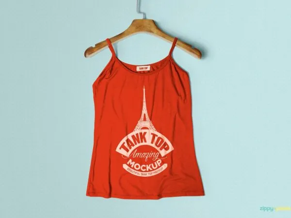 Mockup of a Tank Top In a Hanging Perspective 1