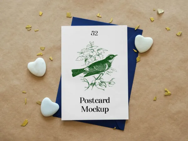 Mockup of a Thank You Card Lying on Its Envelope 1