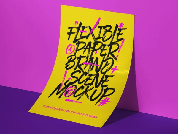 Mockup of a Vertical Paper Brand Placed Against the Wall 1