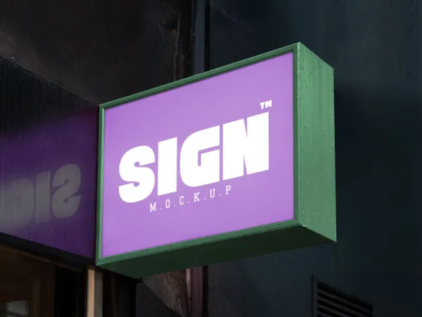 Mockup of a Wall mounted Signage Board with Reflection 1