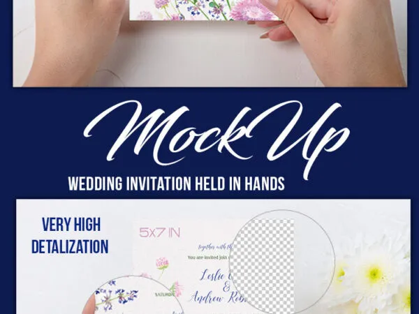 Mockup of a Wedding Card in Hand 1