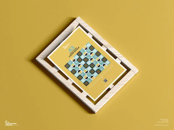 Mockup of an A3 Poster on Wooden Frame 1
