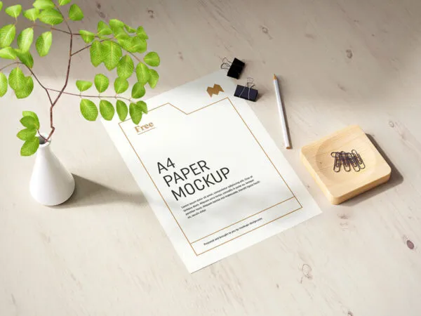 Mockup of an Elegant Paper Decorated with Greenery 1