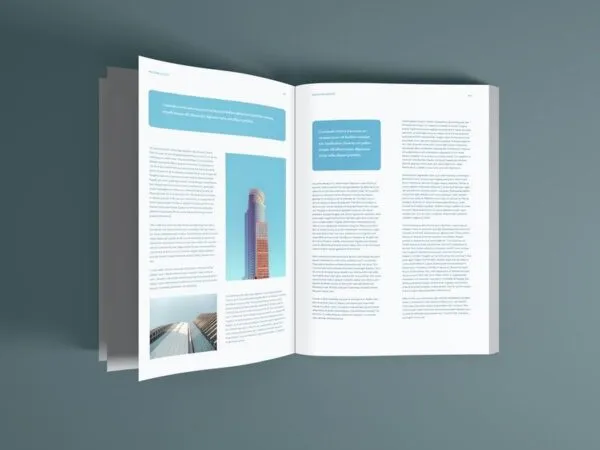 Mockup of an Open Oagazine Exposing Two Pages 1