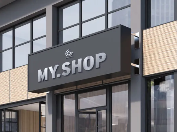 Mockup of an Outdoor Shopping Facade 1