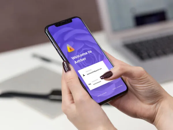 Mockup of an iPhone X Holding in Hand 1