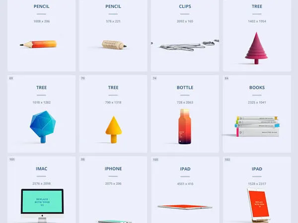 Mockup of front View of a Fancy and Colorful set of Items 1