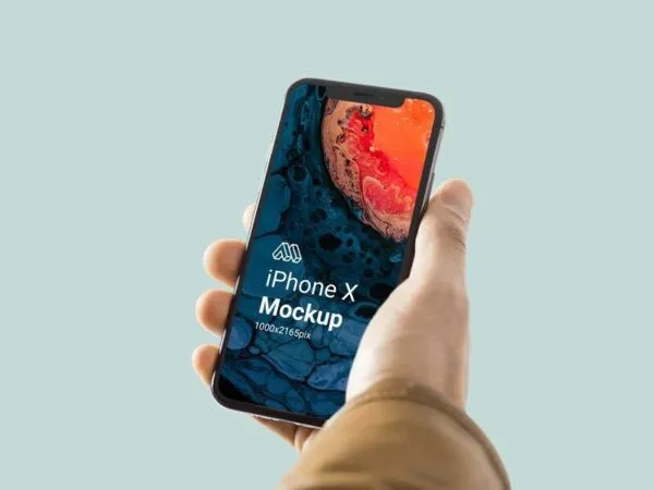 Mockup with a Hand Holding an iPhone X 1