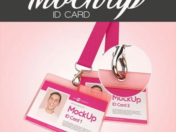 Mockups Showing ID Card with Holder in Three Shots 1