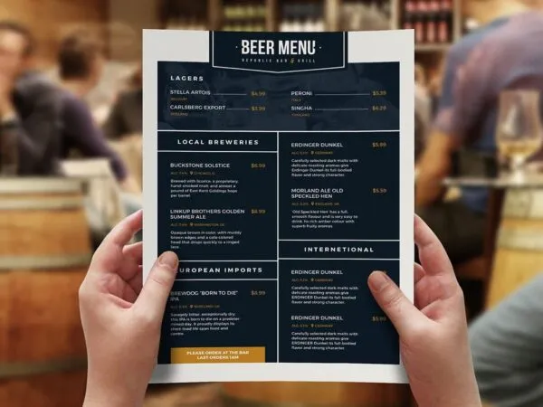 Modern A4 Beer Menu Template in Two Different Colors 1
