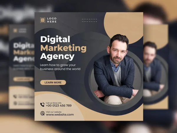 Modern Abstract Digital Marketing Agency Flyer Instagram Post Template 1