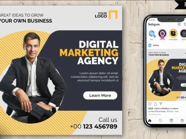 Modern Abstract Digital Marketing Business Flyer Instagram Post Template 1