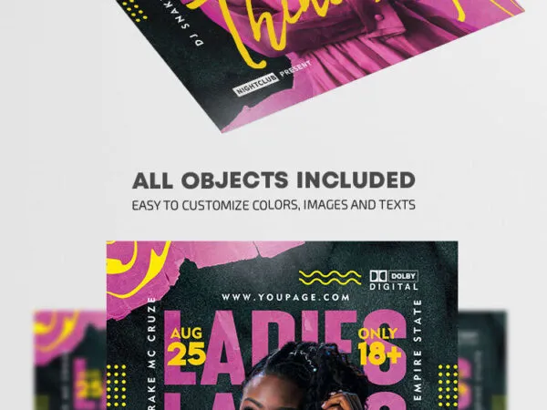 Modern Abstract Ladies Night Party Flyer Template 1