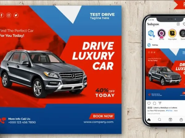 Modern Abstract Luxury Car Rental Flyer Instagram Post Template 1