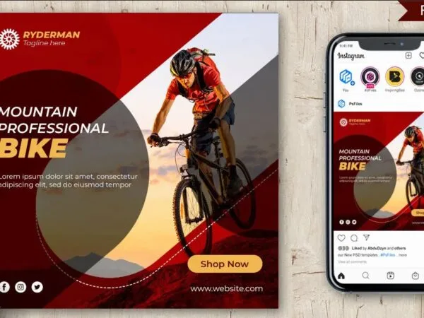 Modern Abstract Mountain Bike Flyer Instagram Post Template 1