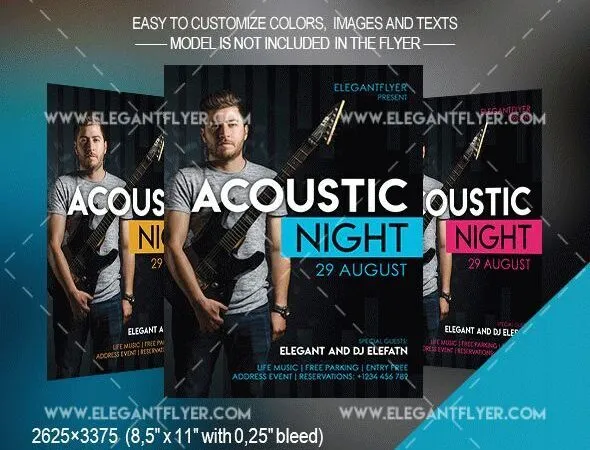 Modern Acoustic Night Flyer Template and Facebook Cover 1