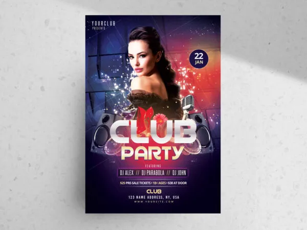 Modern Amplifiers Music Event Flyer Template 1